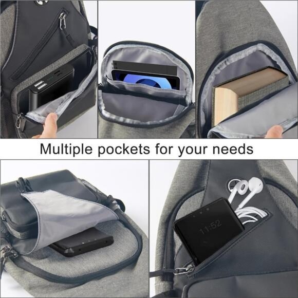 Crossbody Sling Bag for Men with Adjustable Shoulder Strap Shoulder Backpack - Picture 6 of 7